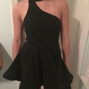 Angel Biba black one shoulder dress